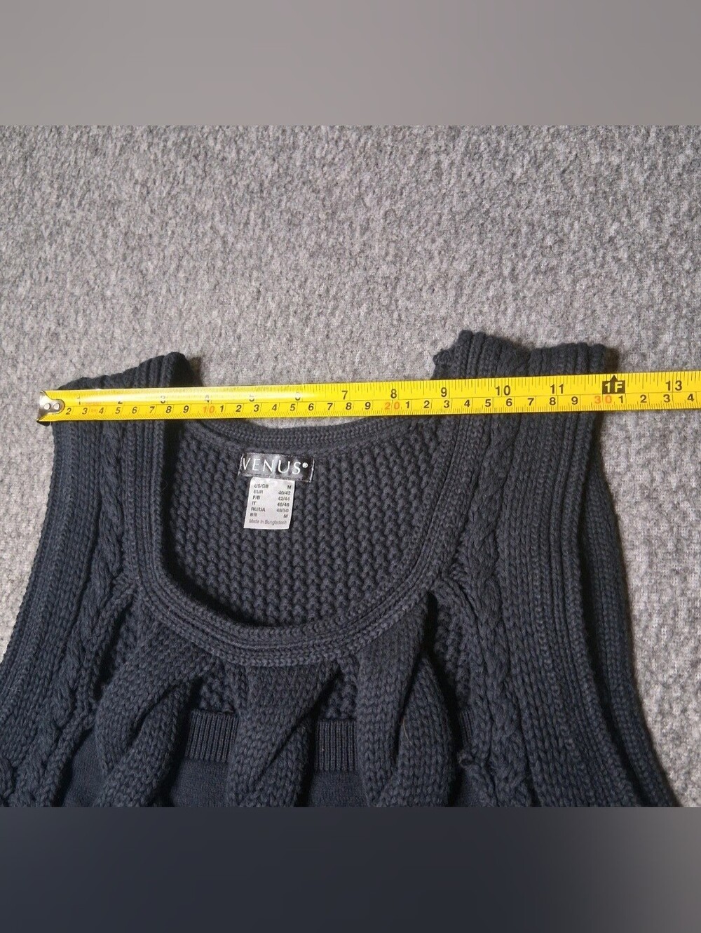 VENUS Womens Black Cable Knit Sleeveless Hi-Low Tunic Sweater M - Picture 11 of 14